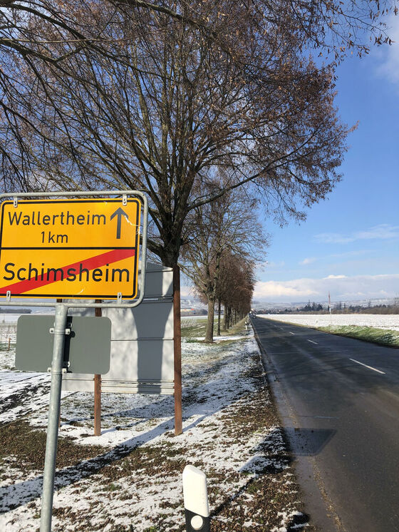 Blick nach Wallertheim an der L407